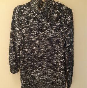 Black and white knit turtleneck